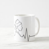 Minimalist Nurse Line Art Mug コーヒーマグカップ (正面右)