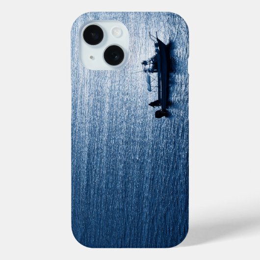 Minimalist Ocean Wall Art Fisherman Blue Case-Mate iPhoneケース (裏面)
