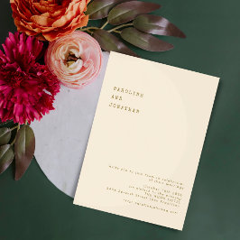 Minimalist Ochre Retro Typewriter Font Wedding 招待状