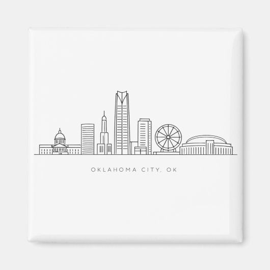 Minimalist Oklahoma City Skyline Illustration マグネット (正面)