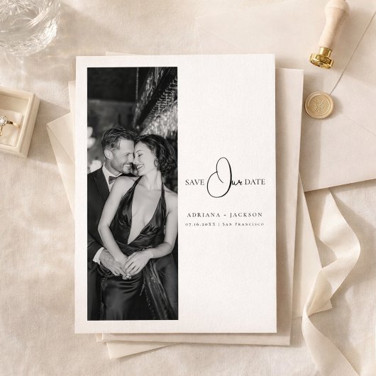 Minimalist Old Money Wedding Photo Save the Date セーブザデート
