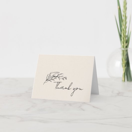 Minimalist Olive Branch Script Custom Thank You サンキューカード (正面)