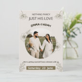 Minimalist Olive Green & Cream Wedding Invitation  招待状 (スタンド正面)