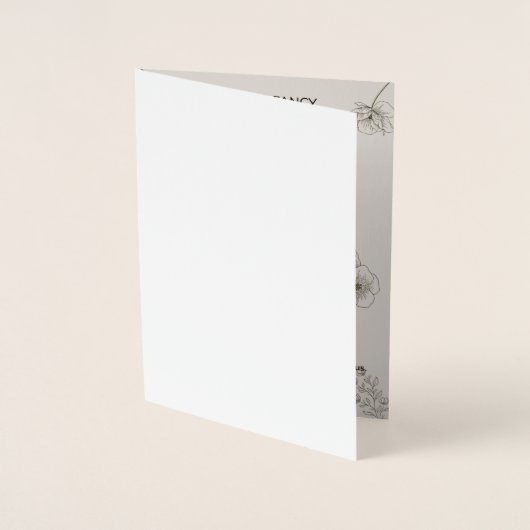 Minimalist Olive Green & Cream Wedding Invitation  箔カード (正面)