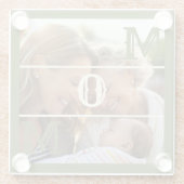 Minimalist Olive Green Custom Photo Mom Keepsake ガラスコースター (裏面)