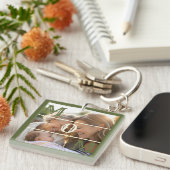 Minimalist Olive Green Custom Photo Mom Keepsake キーホルダー (正面右)