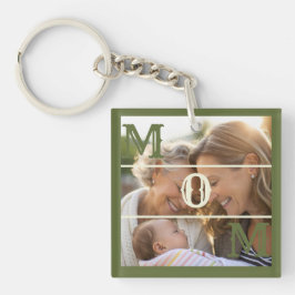 Minimalist Olive Green Custom Photo Mom Keepsake キーホルダー
