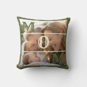 Minimalist Olive Green Custom Photo Mom Keepsake クッション (正面)