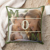 Minimalist Olive Green Custom Photo Mom Keepsake クッション (ブランケット)