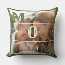 Minimalist Olive Green Custom Photo Mom Keepsake クッション
