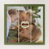 Minimalist Olive Green Custom Photo Mom Keepsake ジグソーパズル (横)