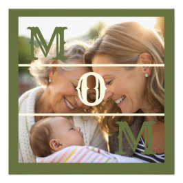 Minimalist Olive Green Custom Photo Mom Keepsake フォトプリント