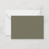 Minimalist Olive Green Elegant Monogram ノートカード (裏面)