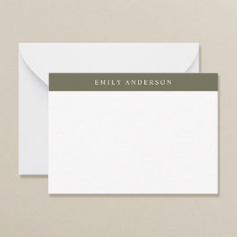 Minimalist Olive Green Elegant Monogram ノートカード