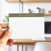 Minimalist Olive Green Elegant Monogram ノートカード