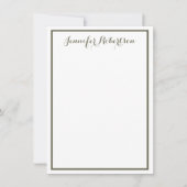Minimalist Olive Green Elegant Script Custom name ノートカード (正面)