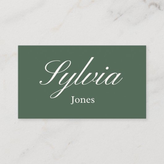 Minimalist olive green Wedding place cards プレイスカード (正面)