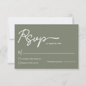 Minimalist Olive Green Wedding RSVP Card Template  (正面)