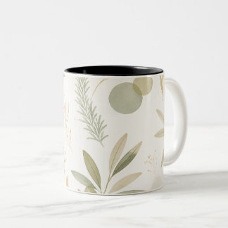 Minimalist Olive & Rosemary Botanical Mug ツートーンマグカップ