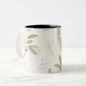 Minimalist Olive & Rosemary Botanical Mug ツートーンマグカップ (正面左)