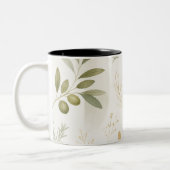 Minimalist Olive & Rosemary Botanical Mug ツートーンマグカップ (左)
