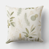 Minimalist Olive & Rosemary Botanical Pillow クッション (裏面)