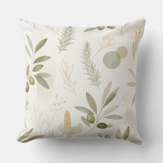 Minimalist Olive & Rosemary Botanical Pillow クッション