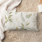 Minimalist Olive & Rosemary Botanical Pillow ランバークッション (ブランケット)