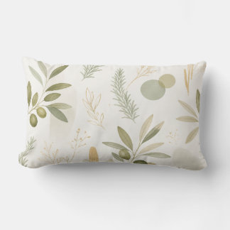 Minimalist Olive & Rosemary Botanical Pillow ランバークッション