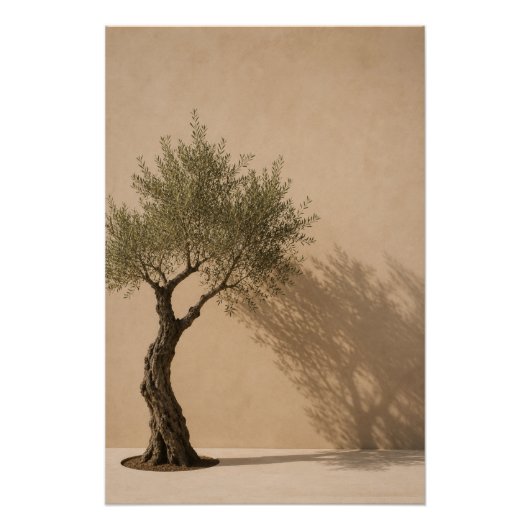 Minimalist Olive Tree Wall Art Poster ポスター (正面)