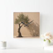 Minimalist Olive Tree Wall Clock スクエア壁時計 (ホーム)