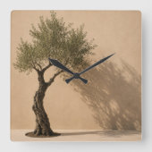 Minimalist Olive Tree Wall Clock スクエア壁時計 (正面)