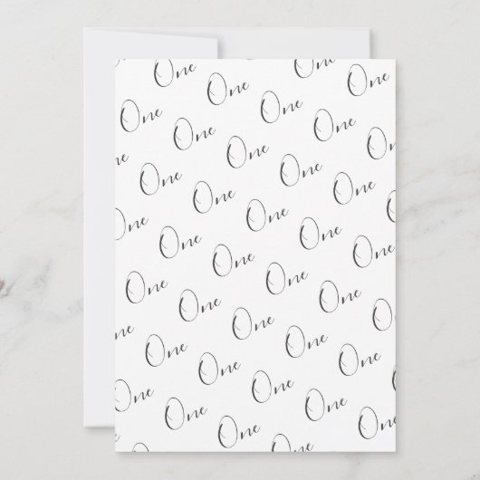 Minimalist One Custom Photo First Birthday 招待状 (裏面)