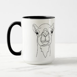 Minimalist One Line Camel Face Mug – Modern Contin マグカップ