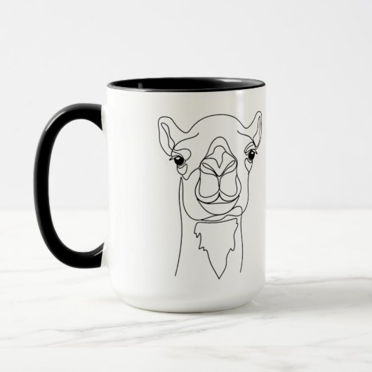 Minimalist One Line Camel Face Mug – Modern Contin マグカップ (左)