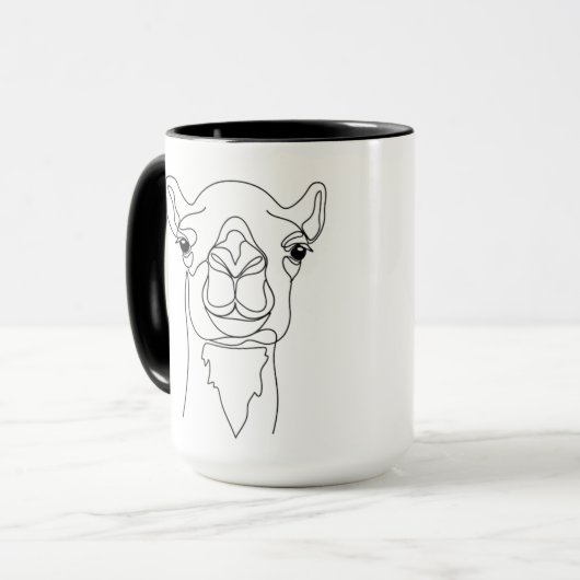 Minimalist One Line Camel Face Mug – Modern Contin マグカップ (正面左)