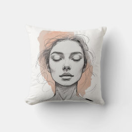 Minimalist One-Line Female Face Pillow クッション