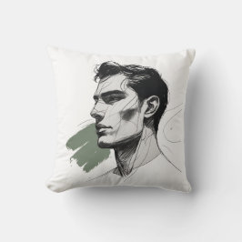 Minimalist One-Line Male Profile Pillow クッション