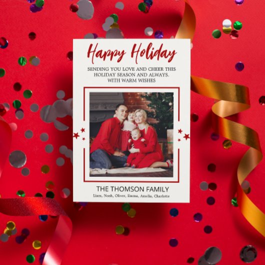 Minimalist One Photo holiday Red Christmas Card シーズンカード