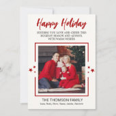 Minimalist One Photo holiday Red Christmas Card シーズンカード (正面)