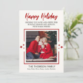 Minimalist One Photo holiday Red Christmas Card シーズンカード (スタンド正面)