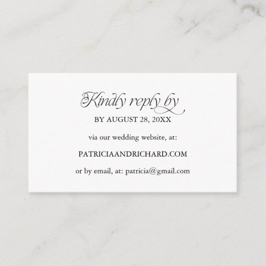 Minimalist Online RSVP Wedding Website エンクロージャーカード (正面)