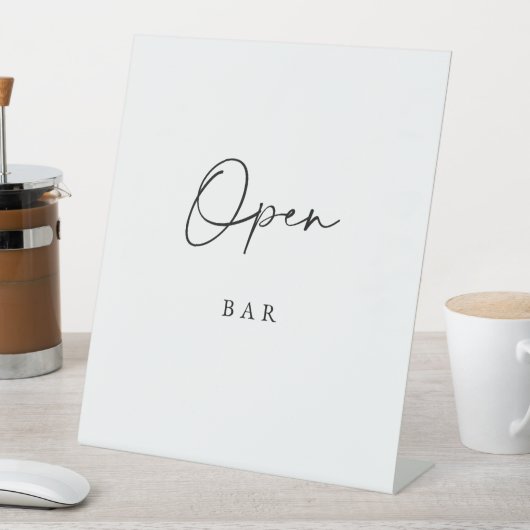 Minimalist Open Bar Sign Modern Elegant Wedding 台座サイン (インサイチュ)