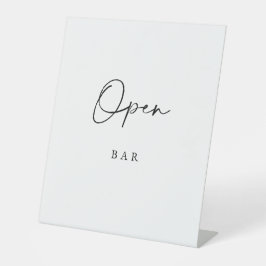 Minimalist Open Bar Sign Modern Elegant Wedding  台座サイン