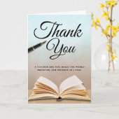 Minimalist Open Book Teacher Thank You Card カード (黄色い花)