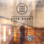Minimalist Open Hours QR Code Business Logo ウィンドウサイン (シート2)