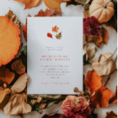 Minimalist Orange Autumn Leaves Wedding 招待状