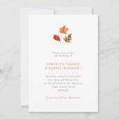 Minimalist Orange Autumn Leaves Wedding 招待状 (正面)