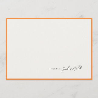 Minimalist Orange Border Personalized Script ノートカード