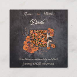 Minimalist orange flower details card with QR code エンクロージャーカード